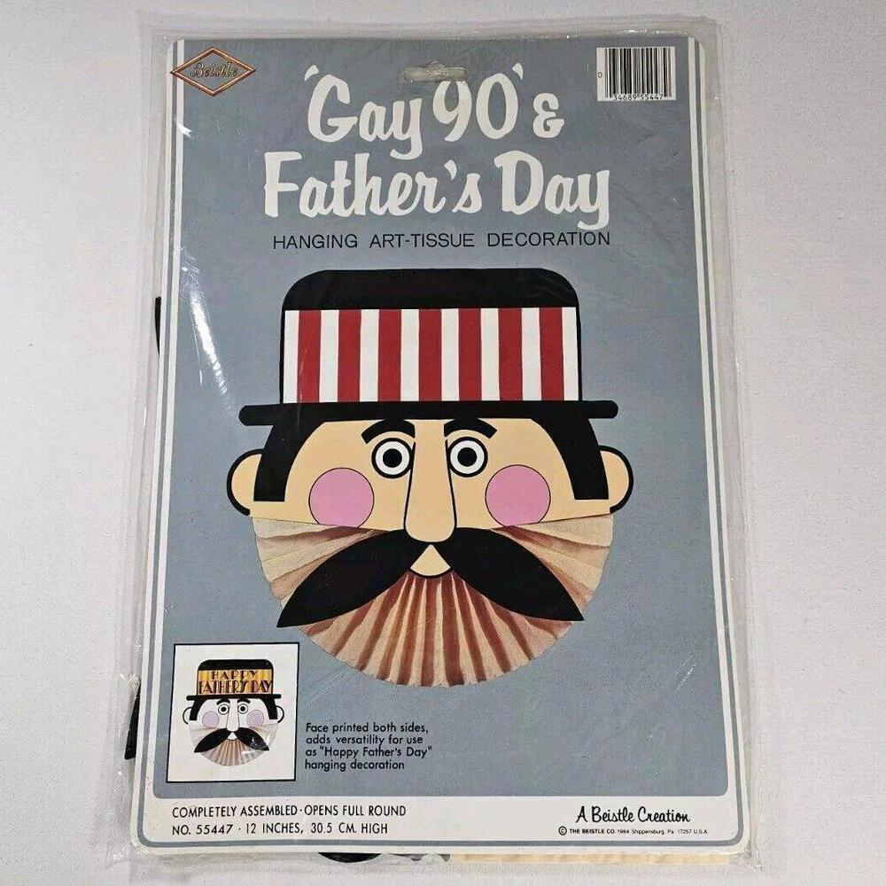 Vintage Gay 90's Art Tissue Hanging 12" Party Father's Day 1984 Beistle - Picture 1 of 7